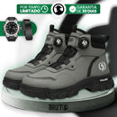 Bota Masculina Ortopédica de Cano Médio Vulcan com Amarração por Polia em Couro Legítimo e Poliuretano + BRINDES