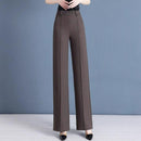 [Pague 3, Leve 5] Calças Femininas Lavina de Cintura Alta com Botões Frontais em Poliéster e Seda Gelo + BRINDES