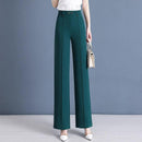 [Pague 3, Leve 5] Calças Femininas Lavina de Cintura Alta com Botões Frontais em Poliéster e Seda Gelo + BRINDES