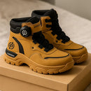 Bota Masculina Ortopédica de Cano Médio Vulcan com Amarração por Polia em Couro Legítimo e Poliuretano + BRINDES