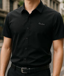 [Leve 5, Pague Só 3] Camisa Polo Riviero Masculina em Seda Natural de Amoreira, Poliéster e Rayon + 3 Bermudas e Relógio GRÁTIS