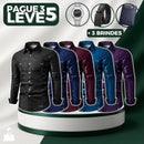 PAGUE 3 LEVE 5 - Camisa Manga Longa Casual European em Seda Gelo e Poliéster + BRINDES: Cinto, Carteira e Relógio